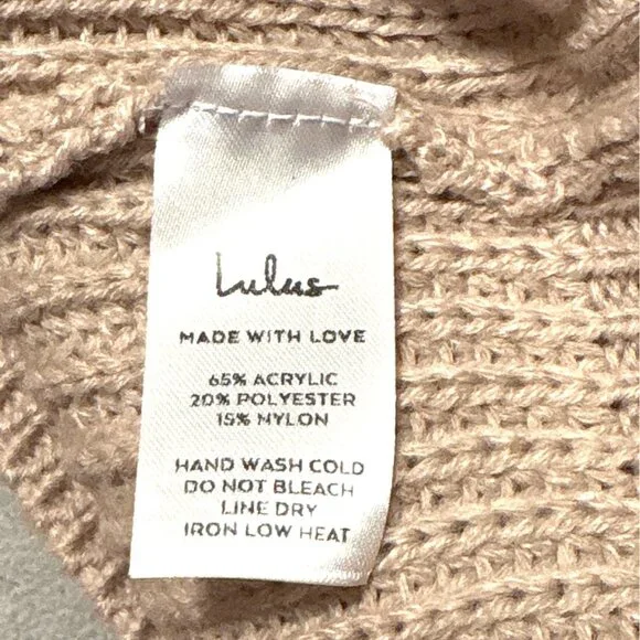 NWT Lulu’s backless/reversible V Knit Sweater Mini Dress Beige Ribbed Small - Picture 4 of 7